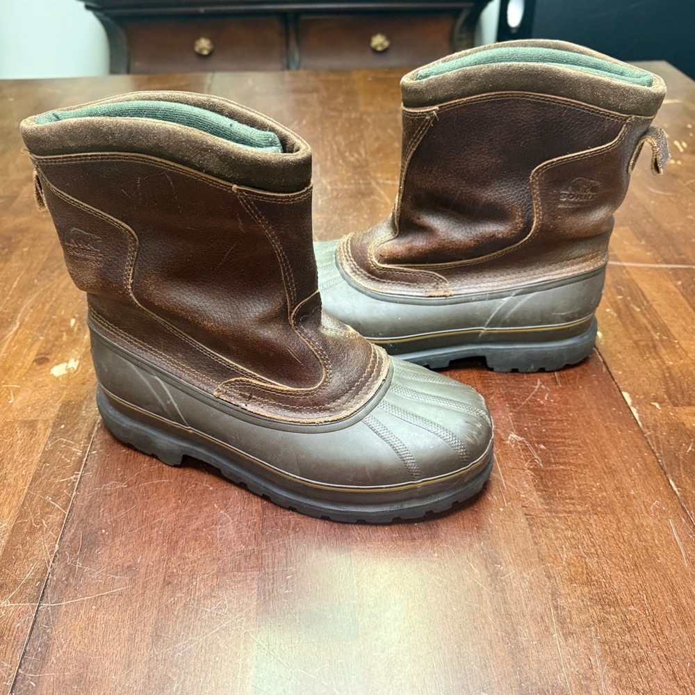 Sorel Kittson Pull-On Boots Mens Size 11 Brown Leather Waterproof Duck Boots
